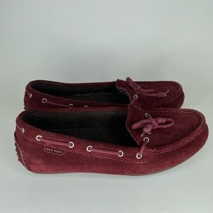 cole haan shoes loafers slip ons women size 8.5B burgundy suede upper